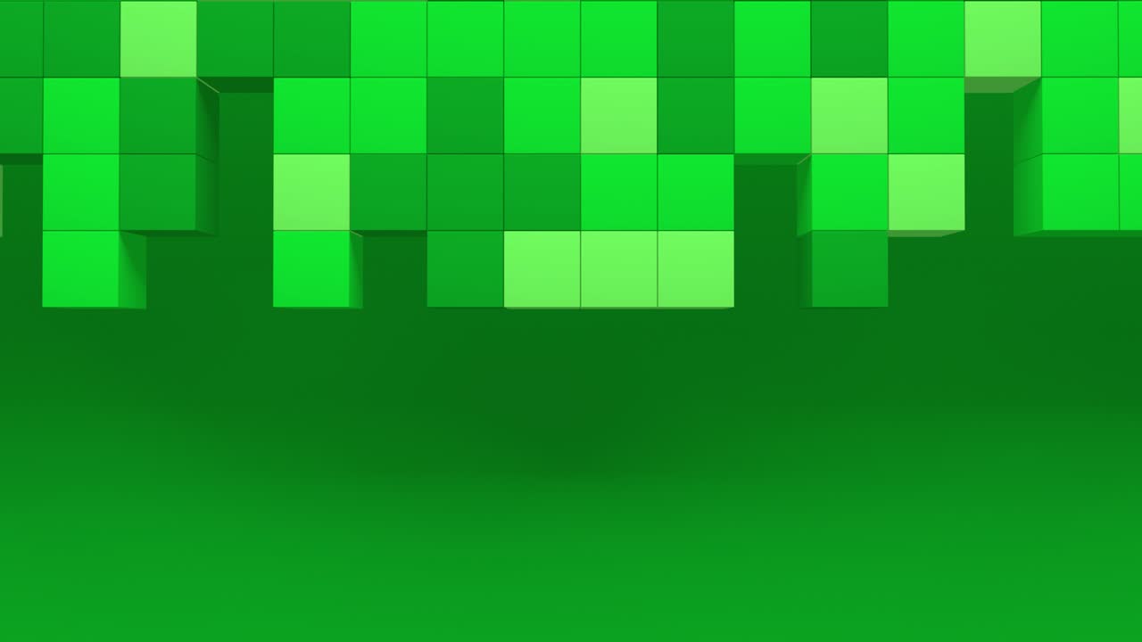 patrón de ondas de mosaico geométrico. construcción de paisajes de colinas utilizando bloques de hierba verde. bucle de animación 3d de 4k