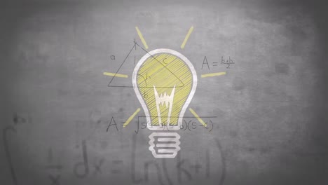 animación de una bombilla sobre ecuaciones matemáticas
