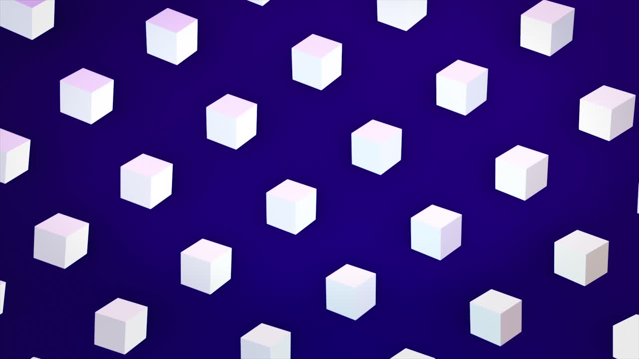 Abstract Geometric Pattern of White Cubes on Purple Background