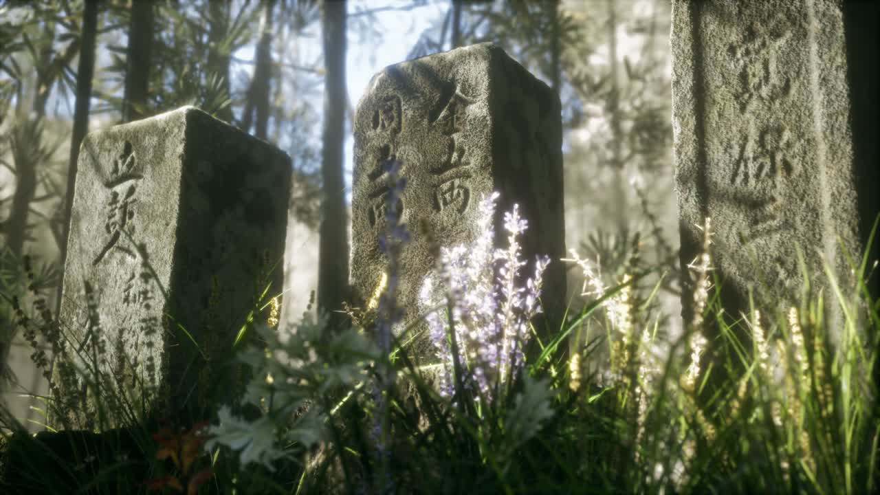 일본 대나무 숲 과 녹색 초원 잔디 와 자연 빛