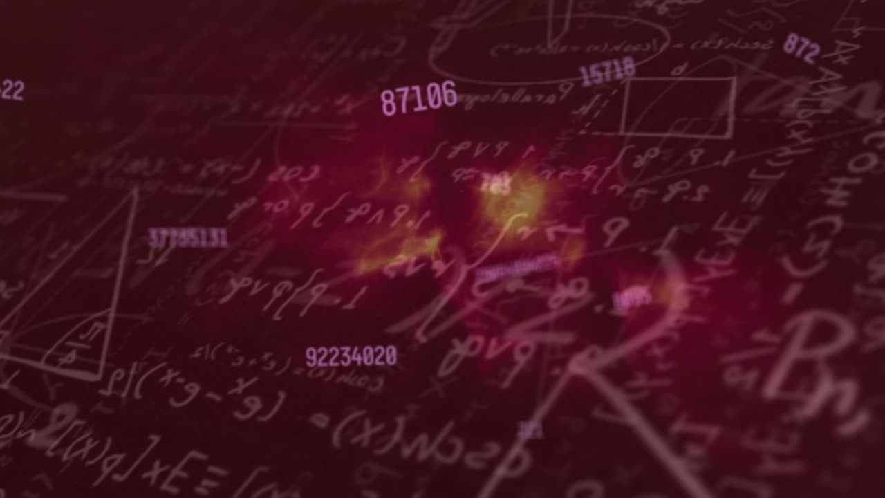 animación de ecuaciones matemáticas sobre formas en fondo negro
