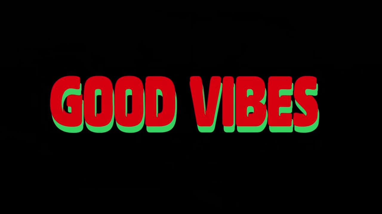 animación de texto de buenas vibraciones sobre fondo negro
