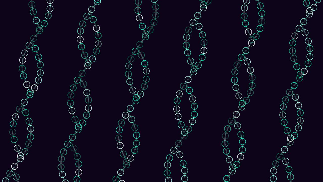 Waves pattern with colorful neon rings and dots