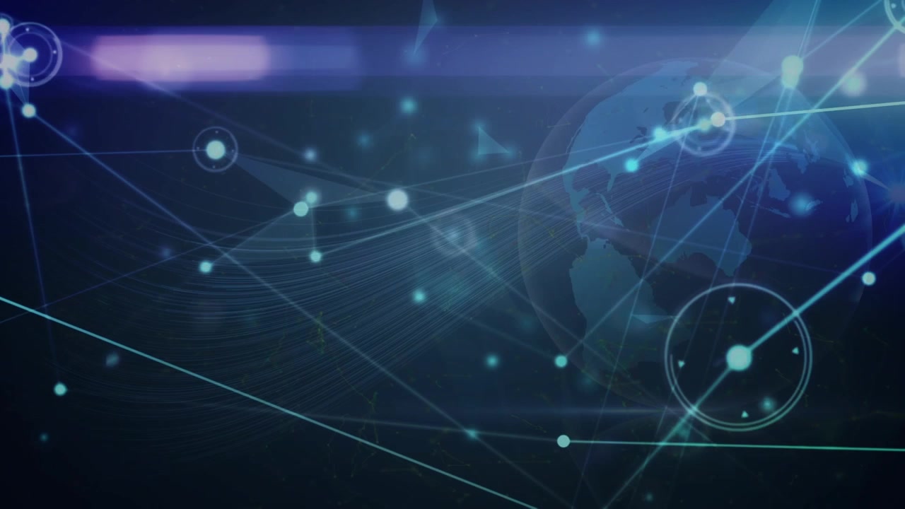 Animation of network of connections with spots over globe