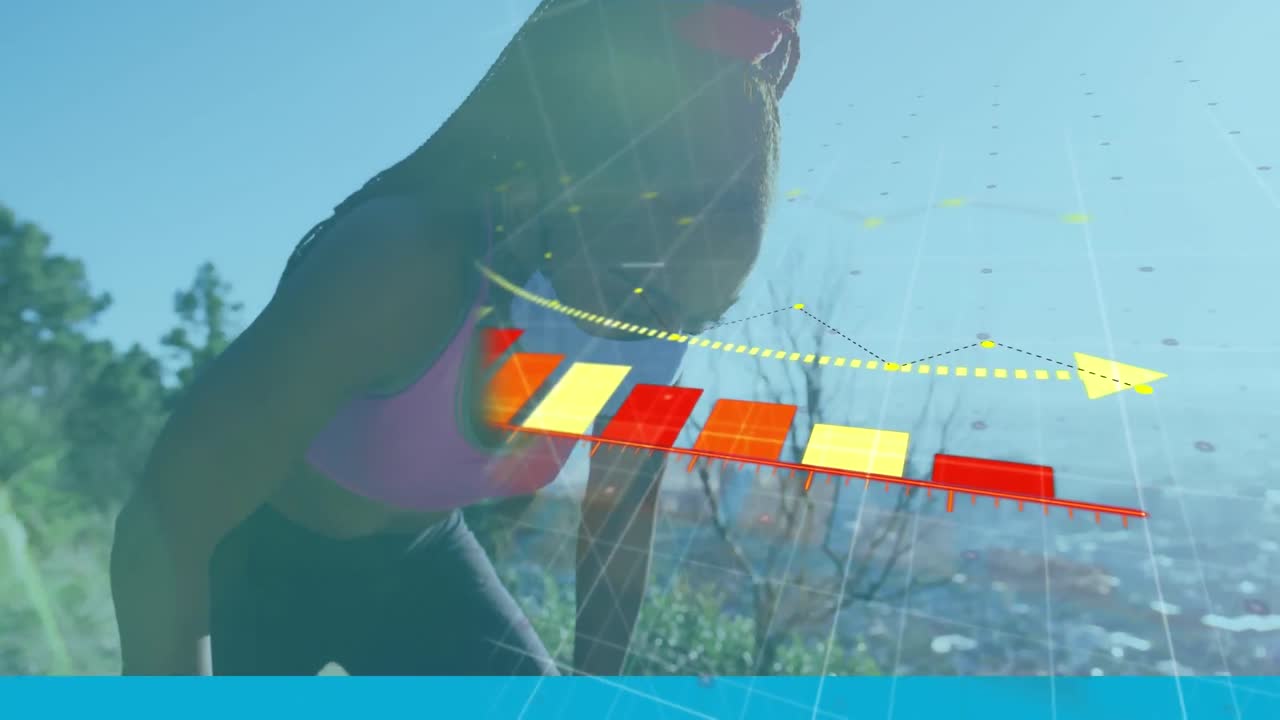 코로나 19 통계 및 데이터 처리의 애니메이션 빠른 마스크 운동에 적합한 여성