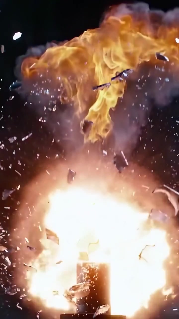 Slow Motion Explosion of a Glass Sphere with Fire and Smoke