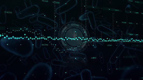 animación de ecuaciones matemáticas sobre escaneo de alcance en fondo negro