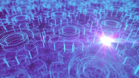 looping blue wireframe gears