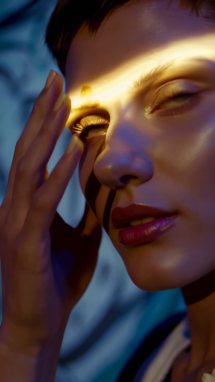 Close-up portrait of a woman with artistic lighting