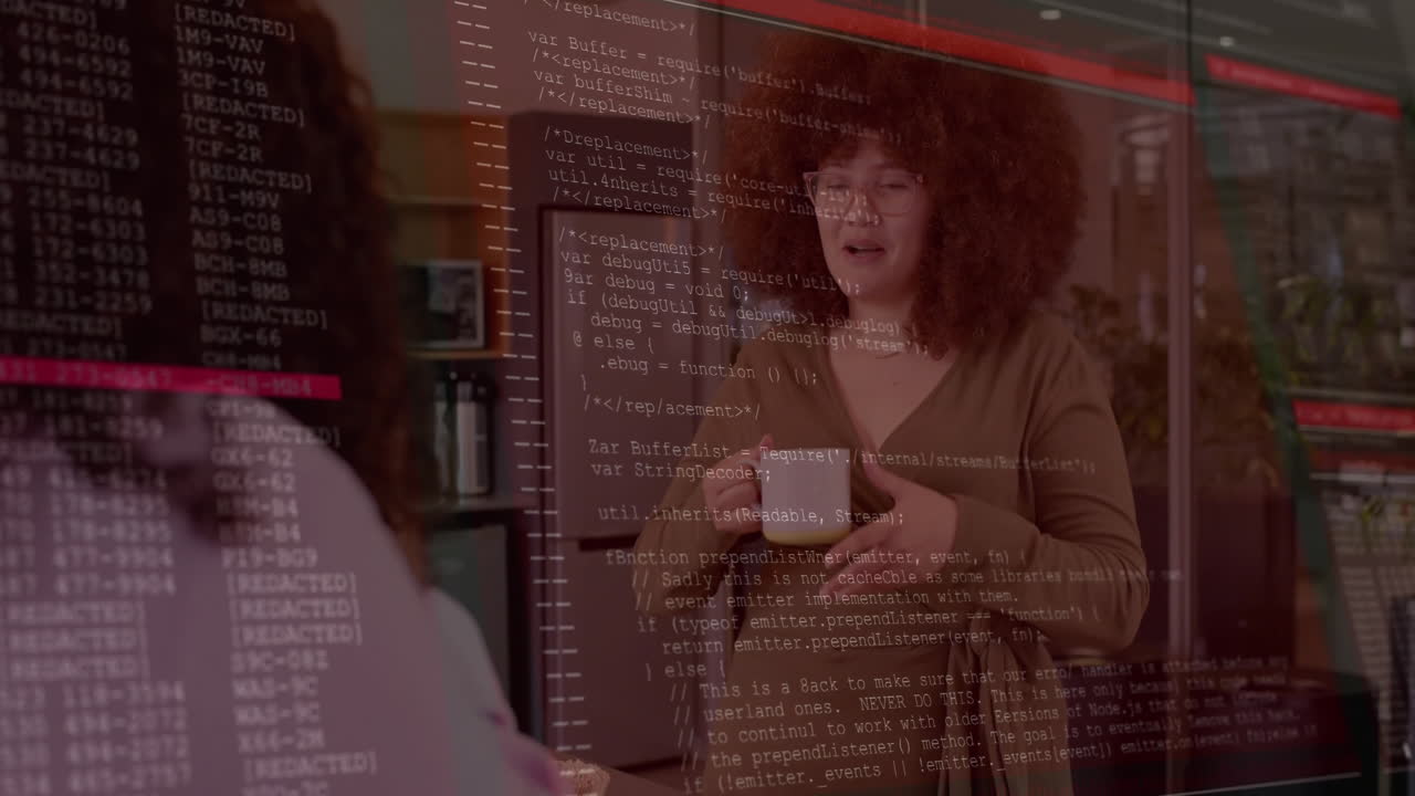 animación del procesamiento de datos financieros sobre diversas personas de negocios en la oficina