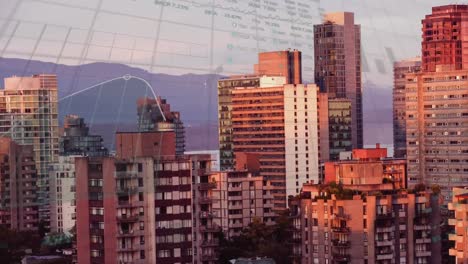 animación de estadísticas y procesamiento de datos sobre el paisaje urbano