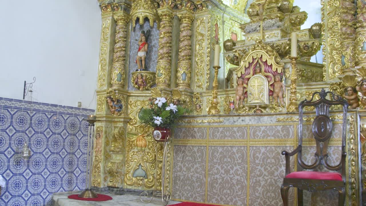 Altar church decoration golden angels in Portugal