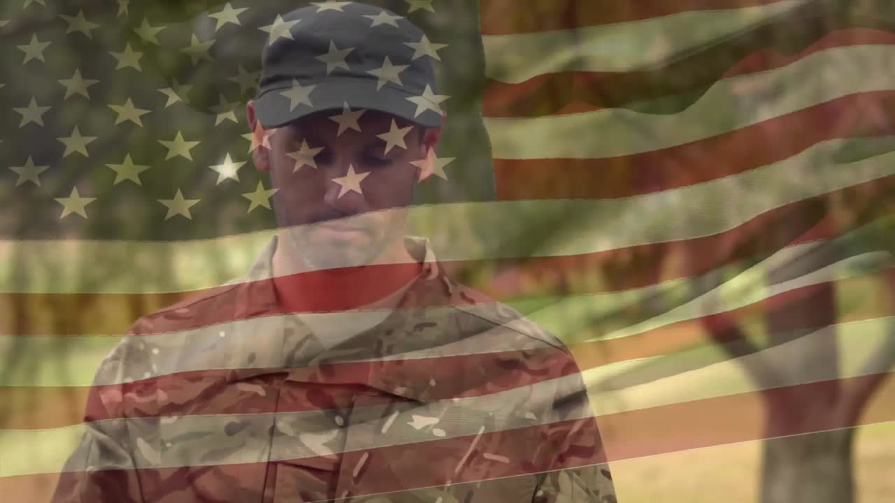 태블릿으로 타이핑하는 미국 군인