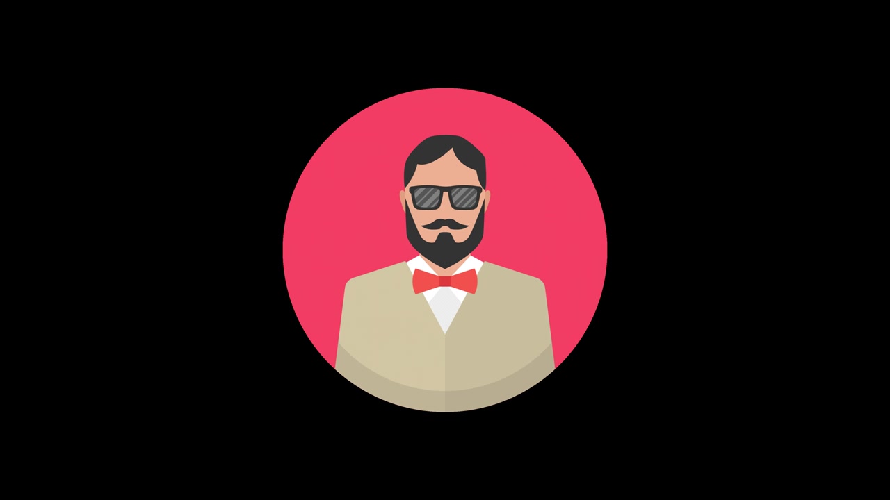 Avatar hipster. Animazione in loop con canale alfa. Risoluzione 4K.