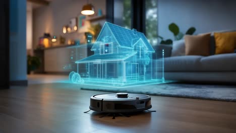 smart home robot vacuum with floor map visualization