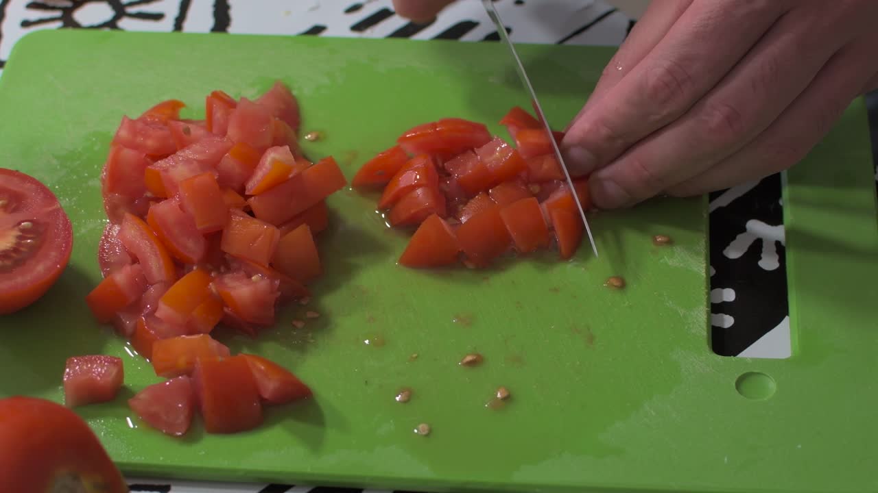 Chopping Tomatoes for a Salad