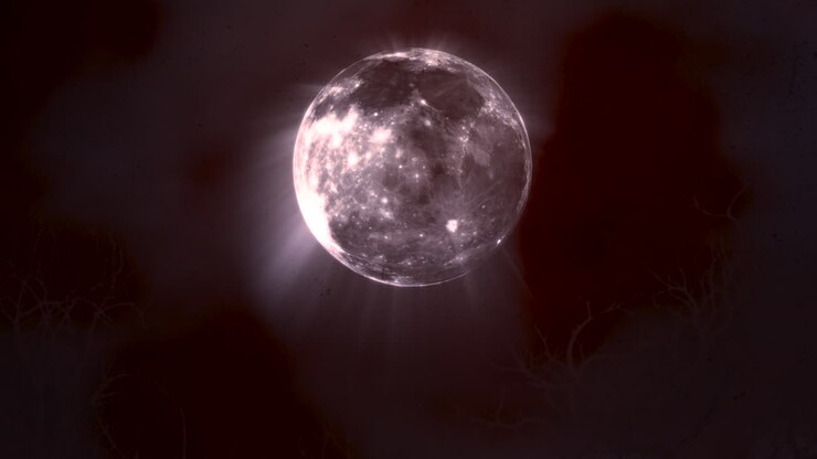 Animação mística de Halloween com lua escura e nuvens, fundo abstrato 1