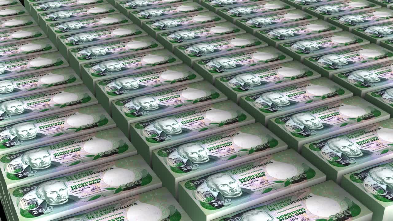200 콜롬비아 페소의 3d 애니메이션: 원활한 루프의 돈의 어리