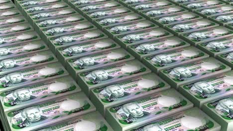 3d animation of 200 colombia pesos stack of money of seamless loop