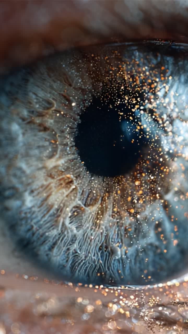 A Stunning Close-Up of an Eye Capturing the Intricate Details and Sparkling Elements Within, Showcasing the Mysterious Depths and Unique Patterns of the Iris