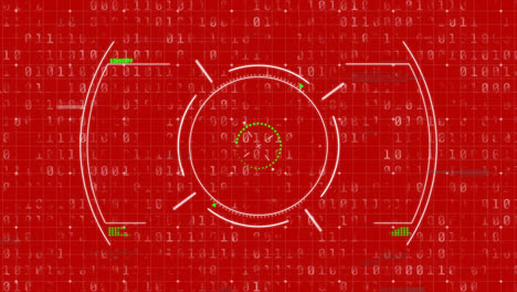 Animation-Des-Umfangs-Mit-Binär-Codierter-Datenverarbeitung-Auf-Rotem-Hintergrund