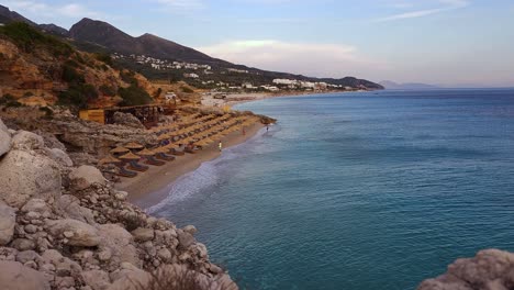 Mountain-villages-and-quiet-beaches-on-seaside-of-Ionian-sea-in-Dhermi-Albania,-with-sea-view-in-summer-holiday