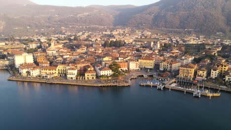 aerial view city iseo in italy