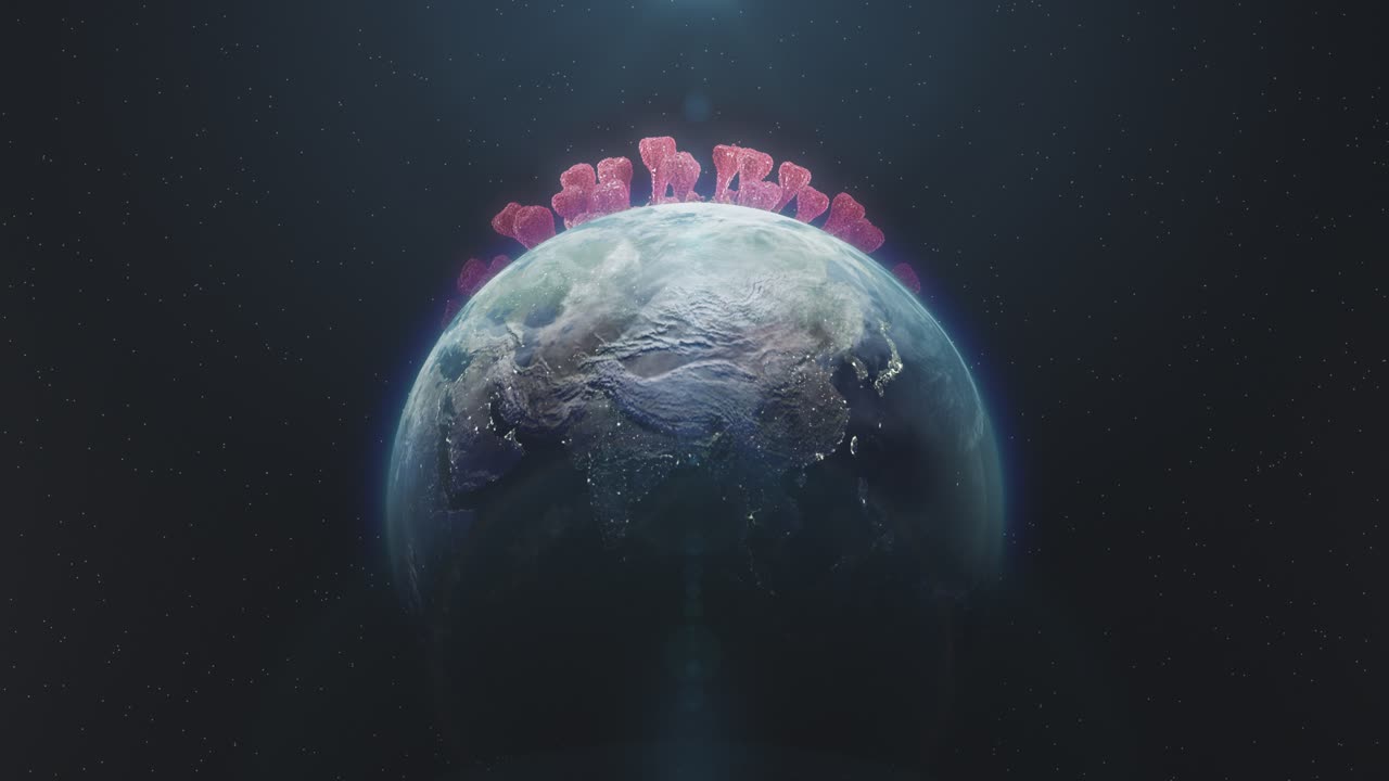 Coronavirus covering the earth in space