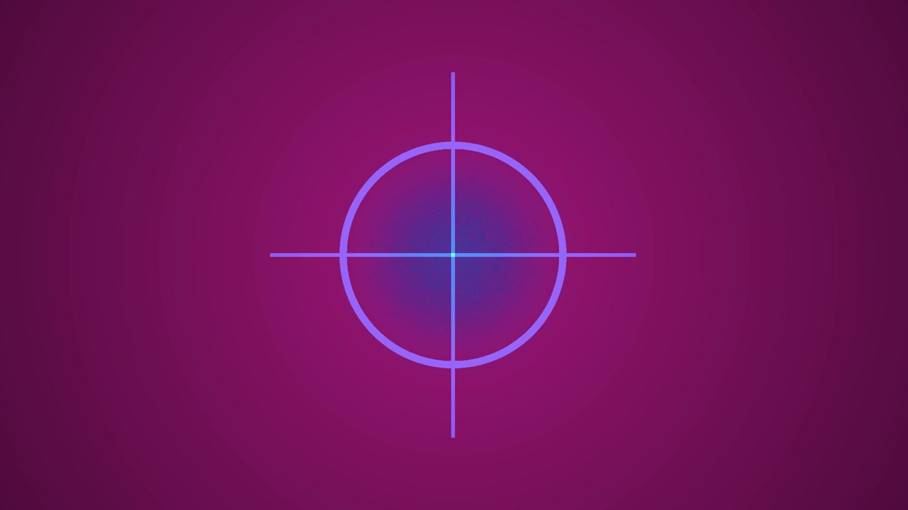 Animación abstracta de retícula de objetivo digital sobre fondo degradado púrpura