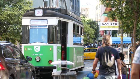 tram in istanbul street scene