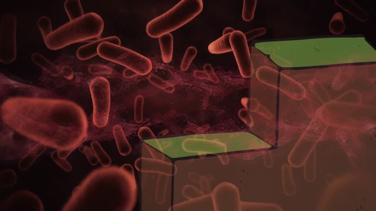 바이러스 세포 위의 모양의 애니메이션