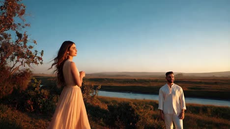 couple posing at sunset