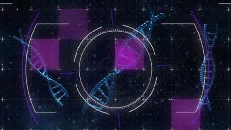 Animation-Des-Scope-Scannens-über-Einem-DNA-Strang