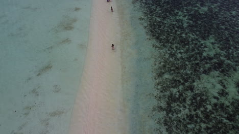 Tilt-Shot,-Der-Eine-Schöne-Sandbank-Mit-Passanten-Enthüllt