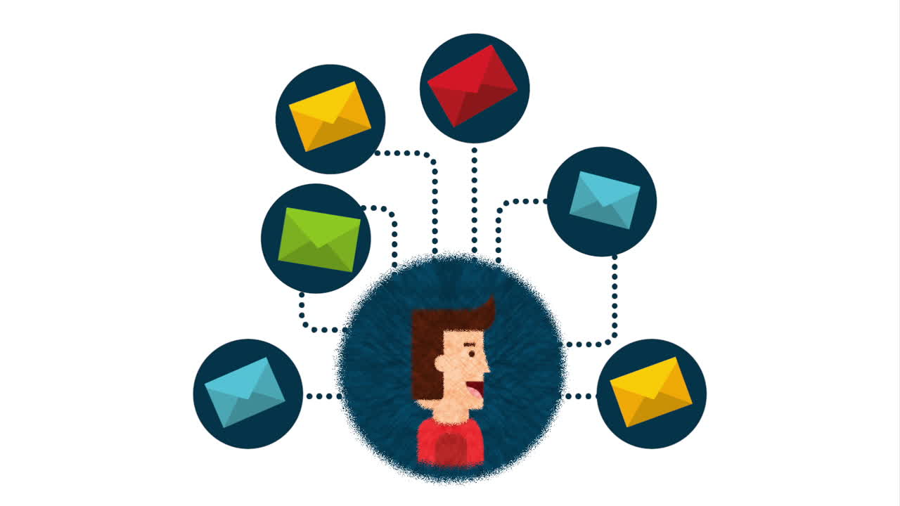 animación de marketing de redes sociales por correo electrónico