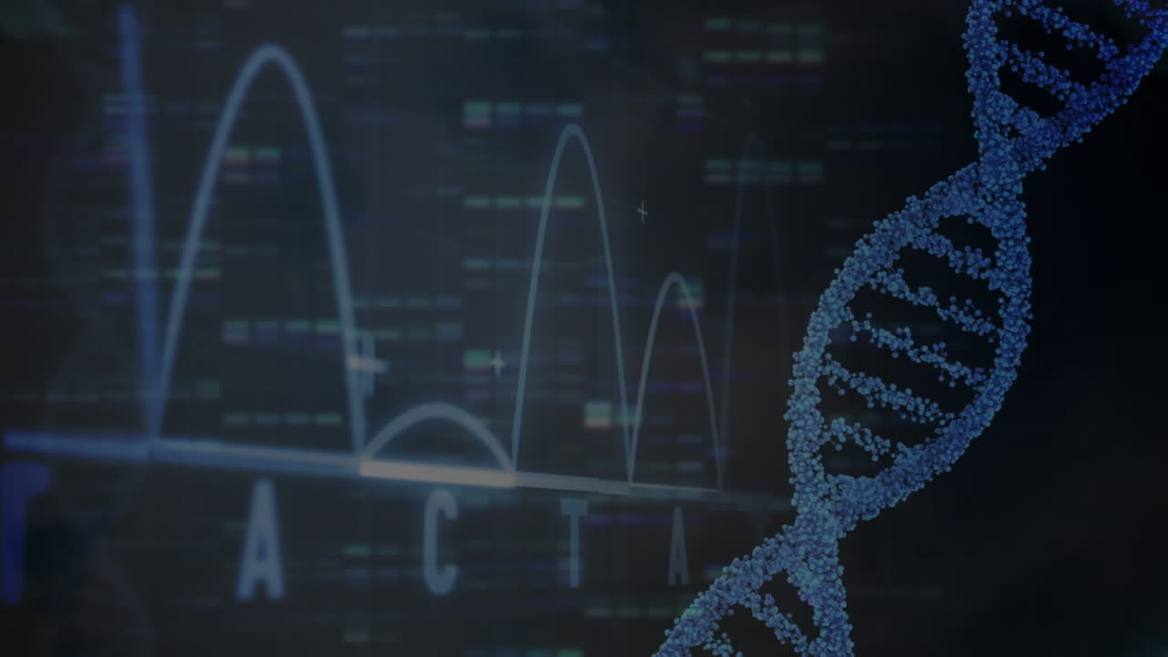 Animation of dna strand over data processing