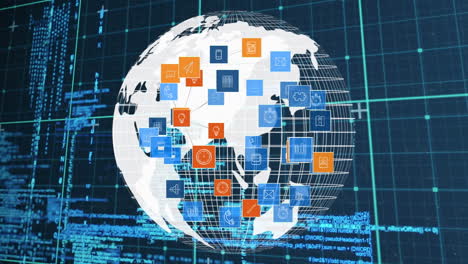 iconos de aplicaciones digitales y globo