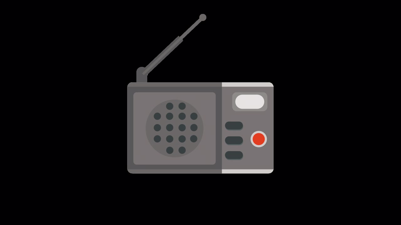 Animated Flat Design Radio Icon with Extending Antenna