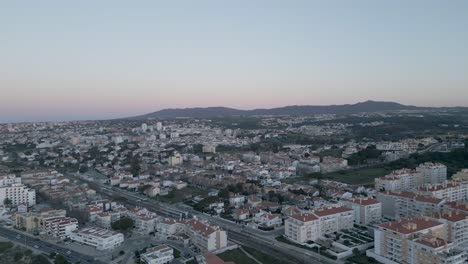 drone shot of cityscape of cascais at atlantic ocean at sunny day, portugal, europe