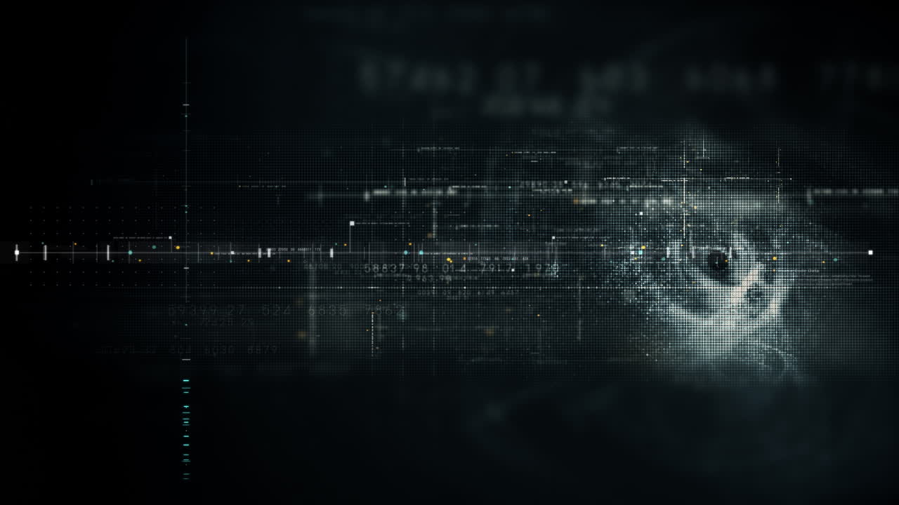 Futuristic screen display matrix, hi-tech digital data telemetry with encrypted numbers, display dynamic background for computer desktop screen display format