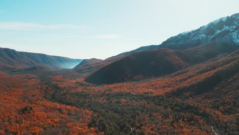 aerial view of a chile´s national park with some snowy mountains at right