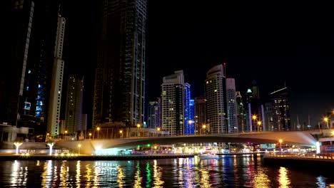uhd 4k dubai marina night time lapse, united arab emirates