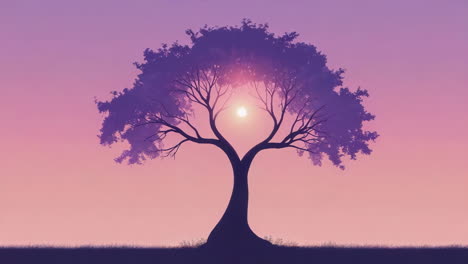 tree silhouette against a purple and pink sky