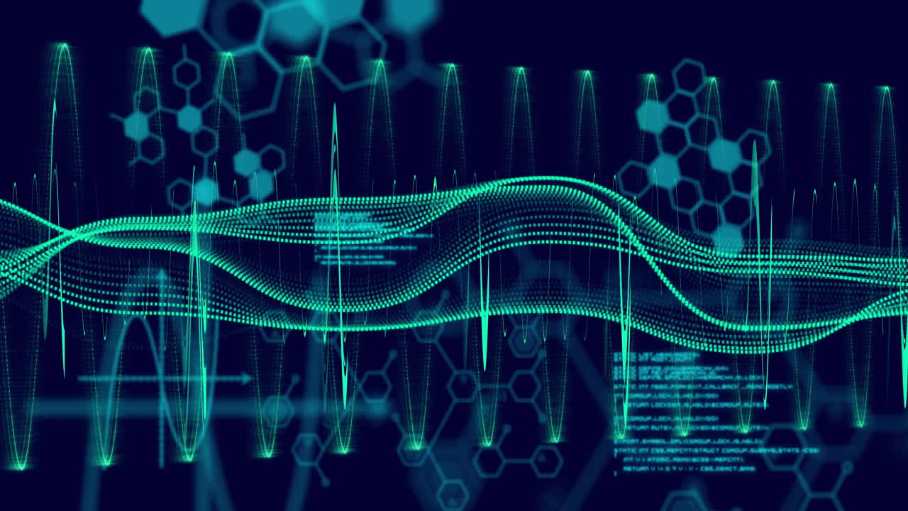 animación del procesamiento de datos científicos y conexiones sobre un fondo oscuro