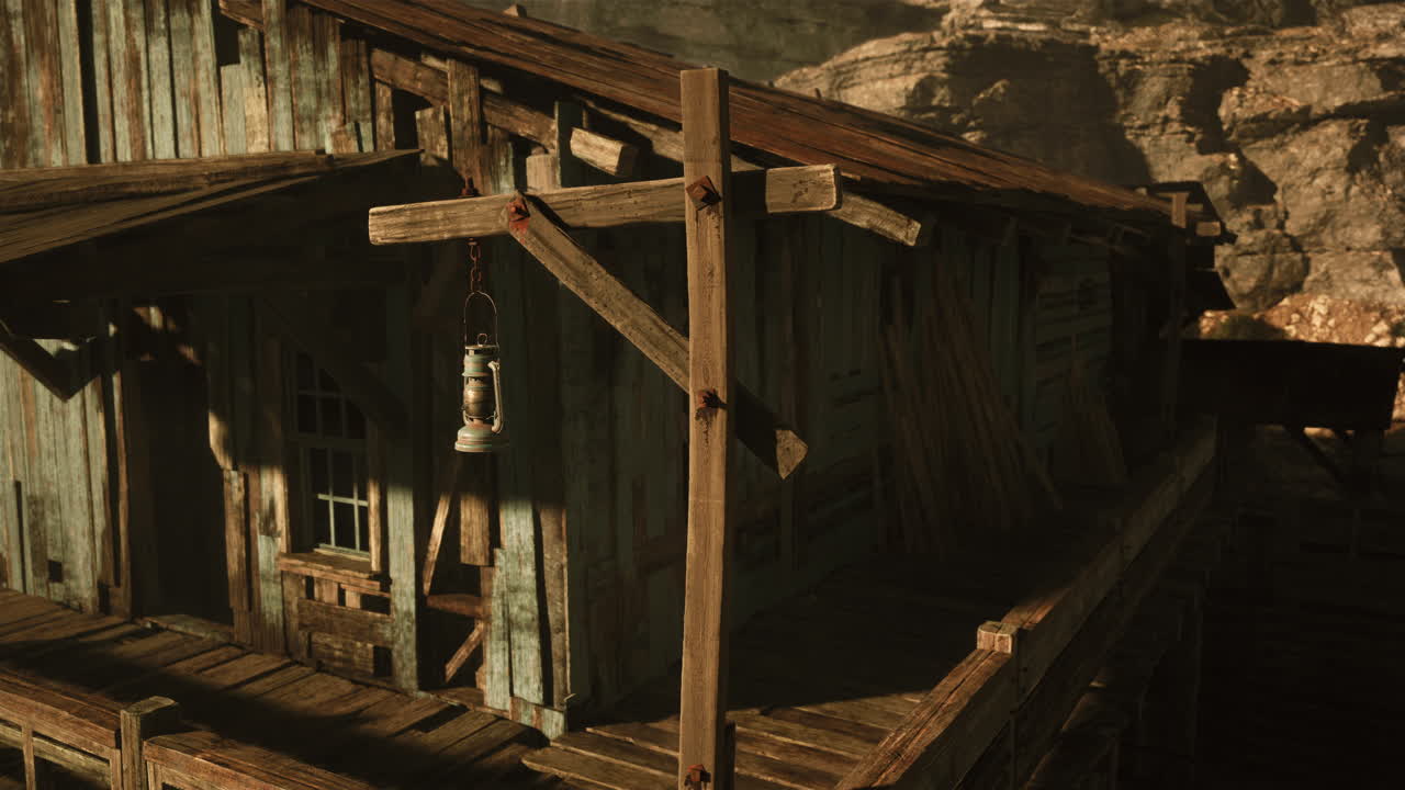 사막 에 있는 시골 의 목조 오두막