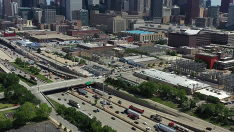 aerial reveal of chicago skyline