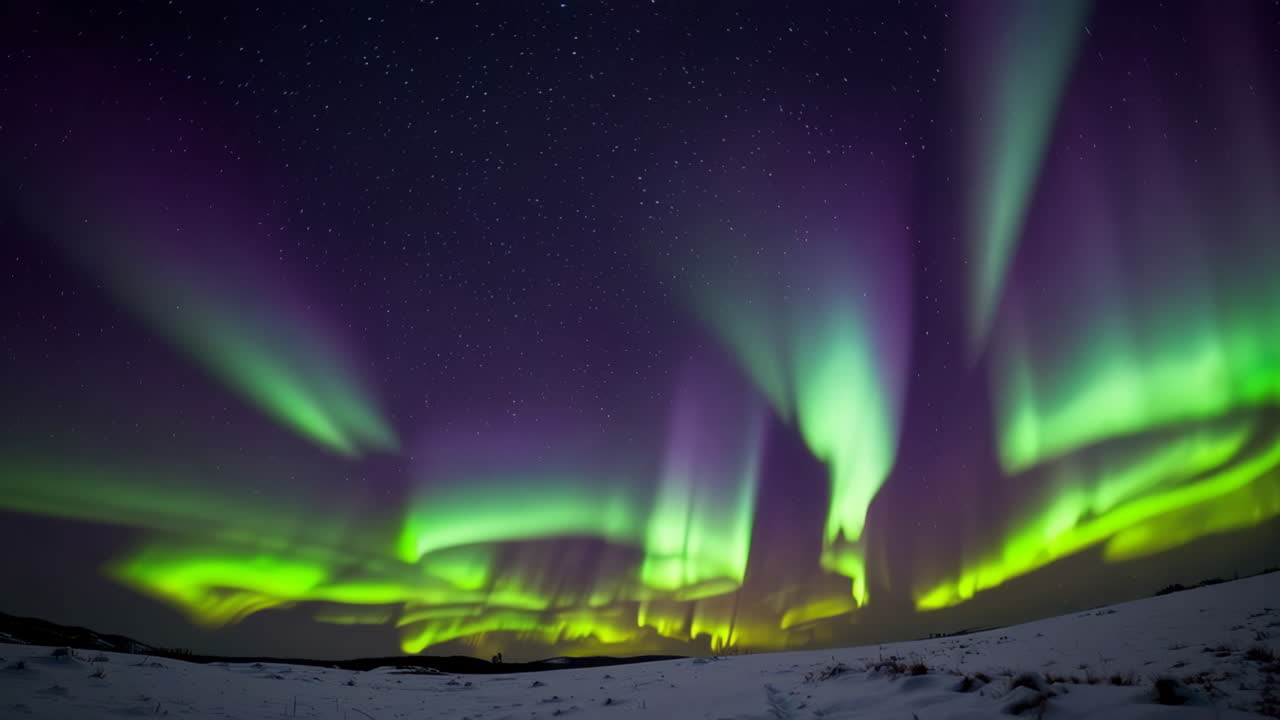 Northern Lights over a Snowy Landscape