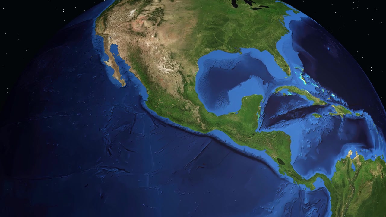 Un'animazione digitale zooma dallo spazio sul Messico, evidenziando Tlaxcala con specifiche statistiche sulla popolazione.