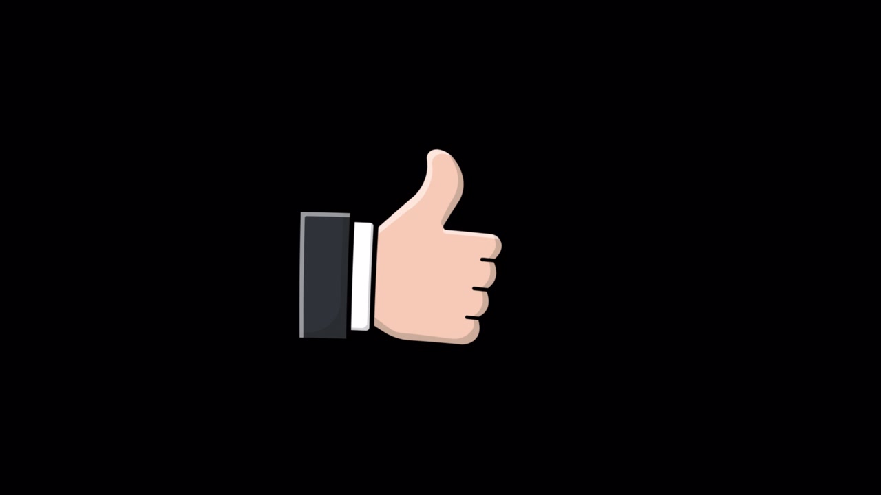 Animated Thumbs Up Like Icon on Black Background
