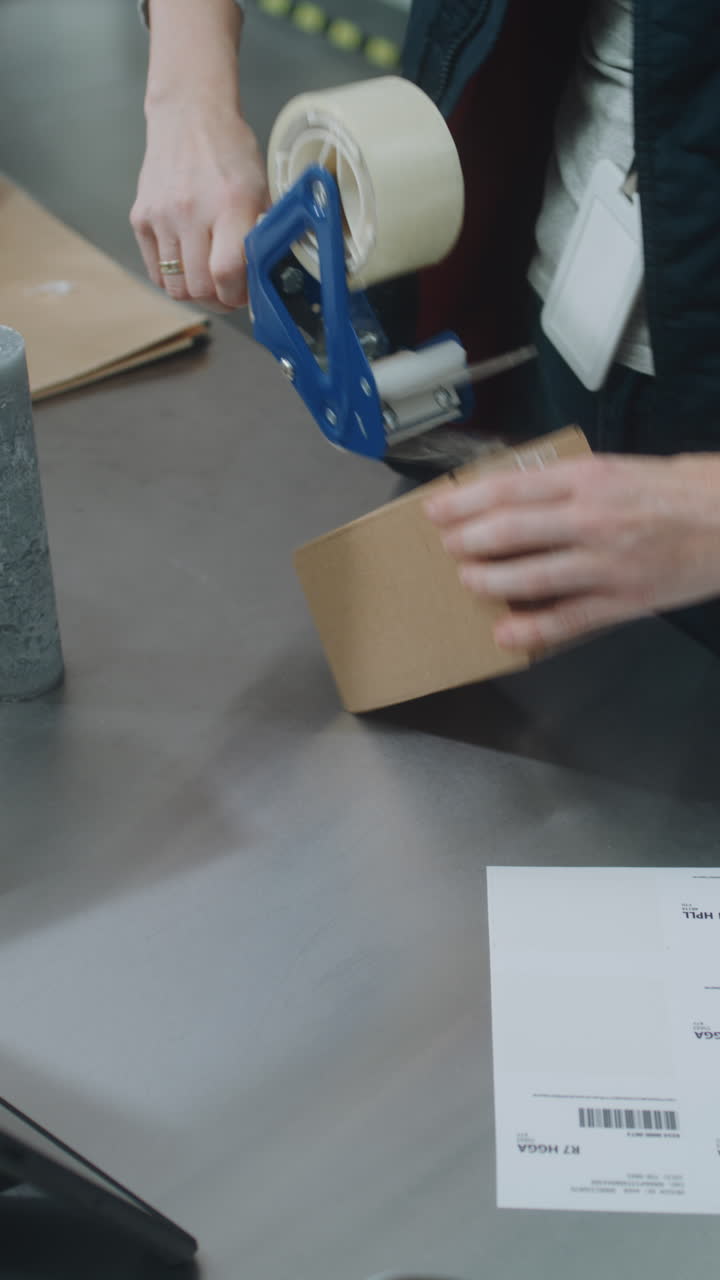 manipulación y preparación de paquetes en un almacén